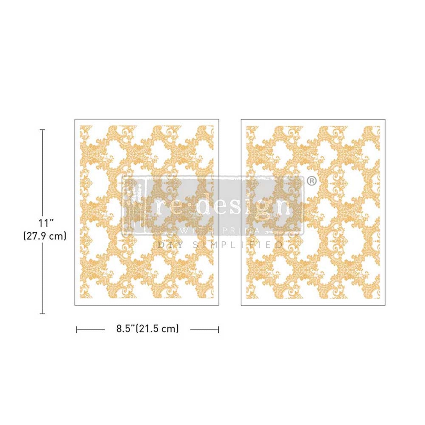 Kacha Collection –  Golden Lacework - Decor Transfers® Middy Foil Transfers® Rub on Transfers for Furniture, Redesign with Prima Decor Transfer, Furniture Transfer