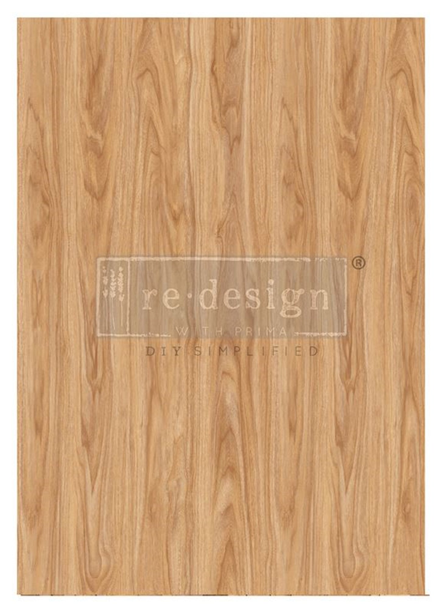 Grain Hue A1 Decoupage Fiber Paper featuring a realistic warm golden wood-grain pattern by Redesign with Prima.