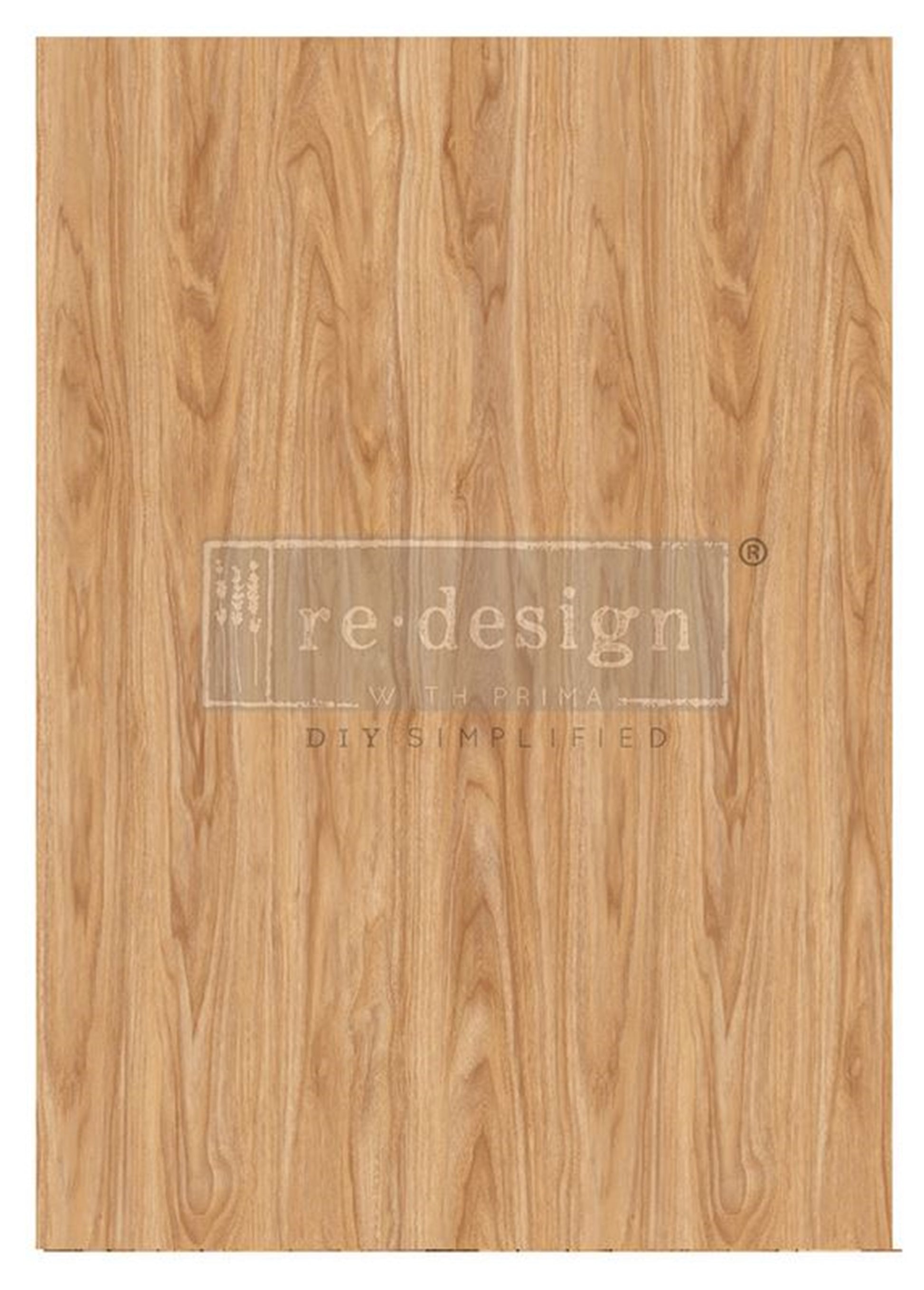 Grain Hue A1 Decoupage Fiber Paper featuring a realistic warm golden wood-grain pattern by Redesign with Prima.