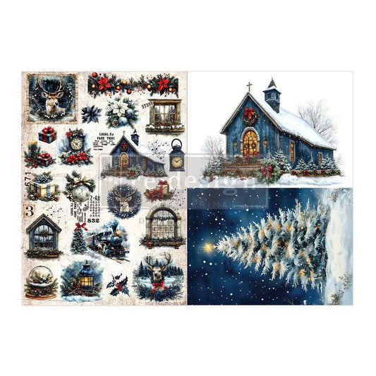 A3 Decoupage Fiber Pack – Hearth & Holly – 2 Sheets, 11.7″ x 16.5″