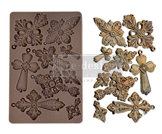 Holy Harmony Silicone Mould – Ornate Cross Designs Silicone Mould ~ 1 pc, 5″x8″x8mm
