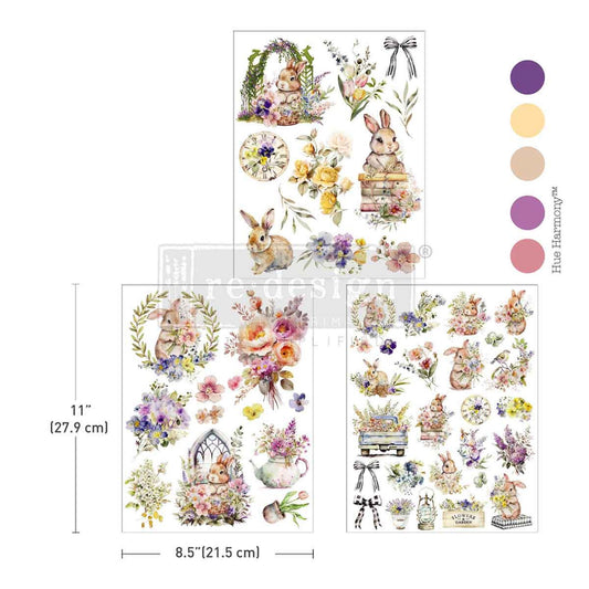 Hop Into Spring Middy transfer set with bunny and floral spring artwork