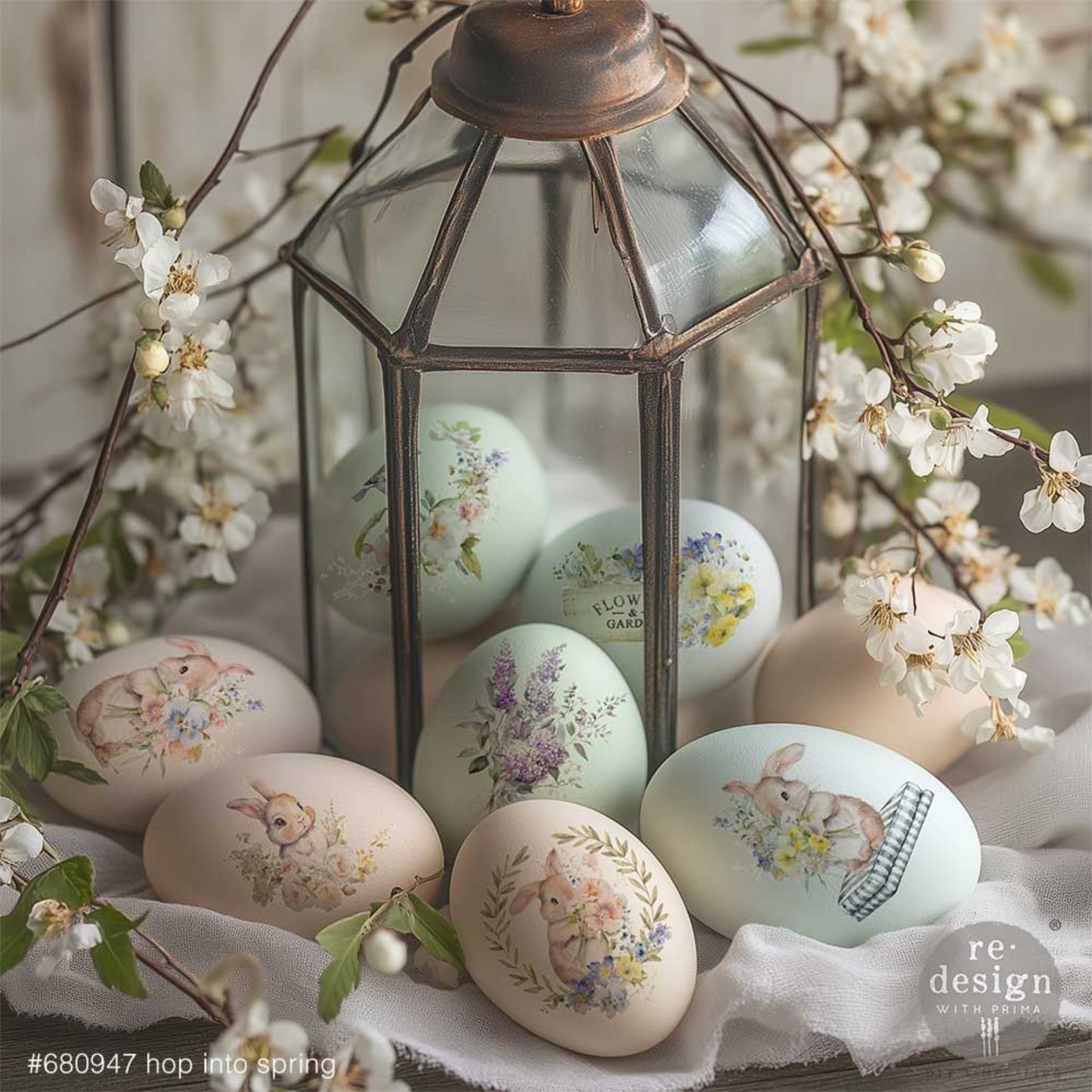 Furniture rub on transfer Hop Into Spring Easter decor design