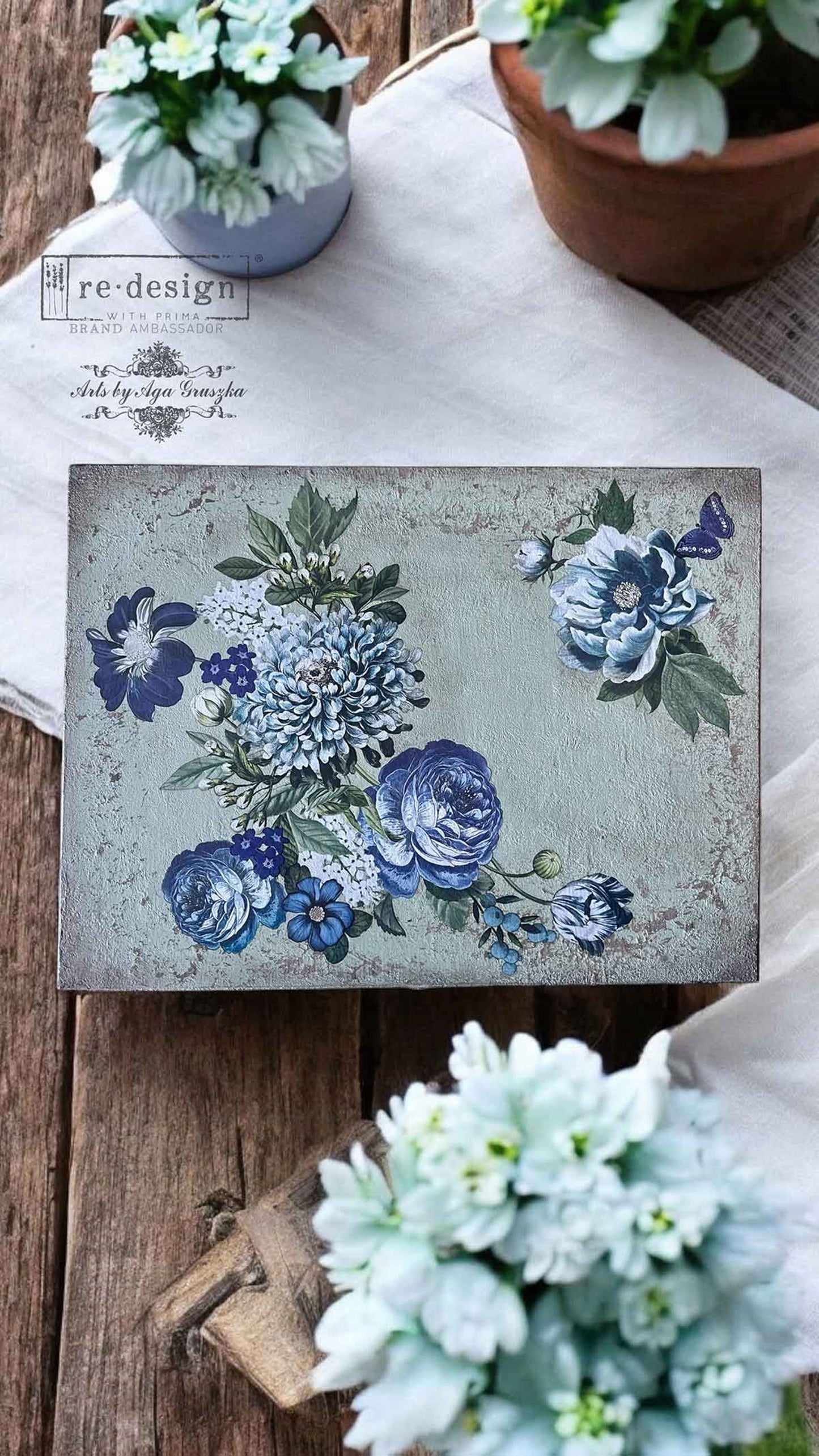 Indigo Petals - Mini Decor Transfers® Redesign with Prima Furniture Transfers