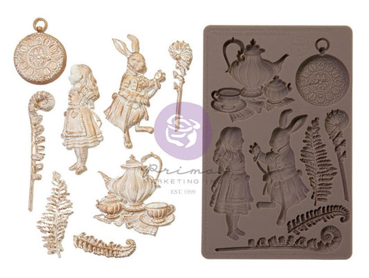 Lost In Wonderland Collection Mould – Following Alice – 8″x5″, 8mm thickness ~ Redesign Decor Moulds® Silicone Decor Mould - Furniture Decor Mould