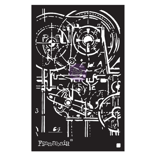 Finnabair Stencil – Machinery - Decor Stencils® – 1 pc, sheet size 6″x9″ Redesign with Prima