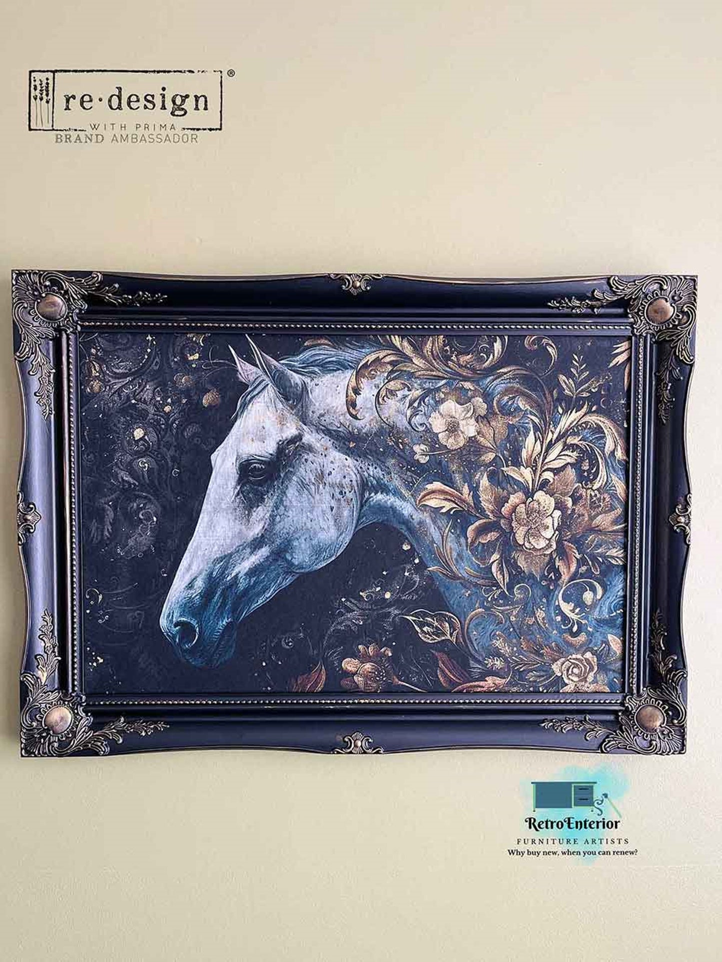 Majestic Gallop A1 Decoupage Fiber - Redesign Decor Tissue Paper ~ Decoupage Paper for Furniture 23.4" x 33.1″