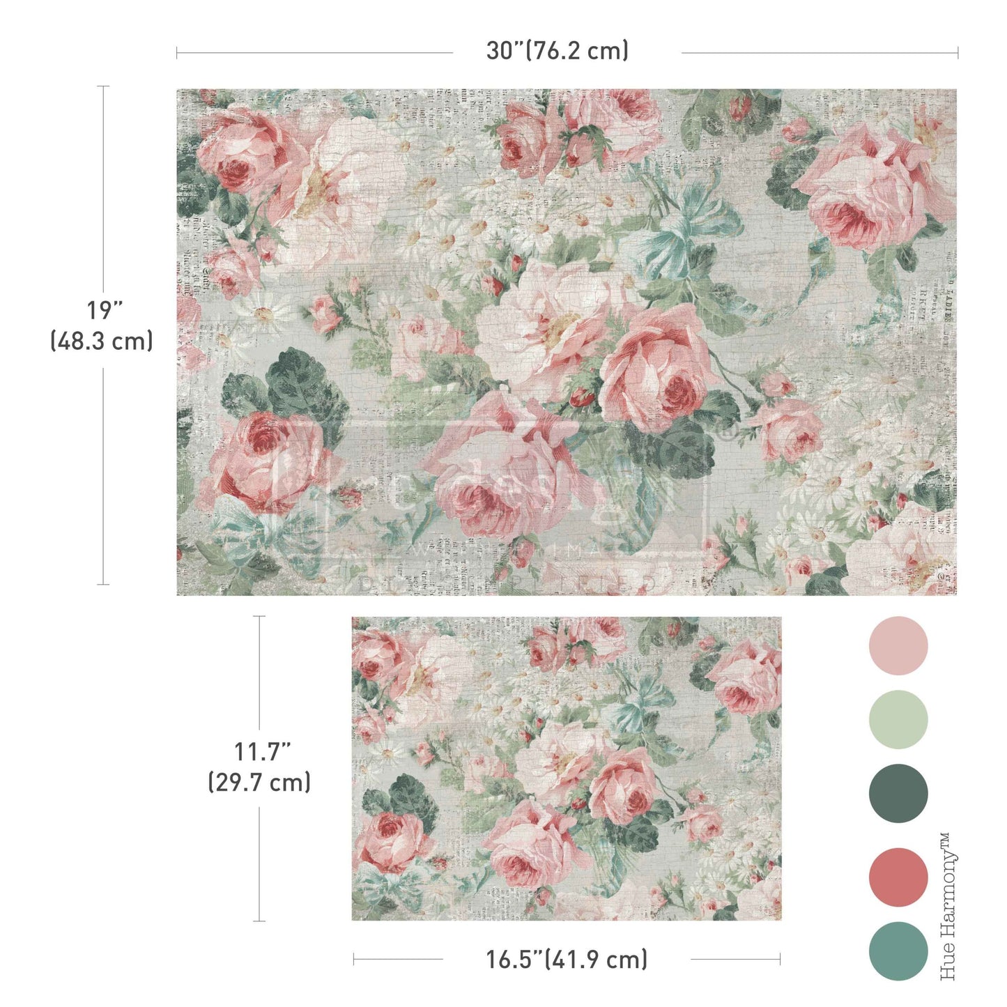 Redesign with Prima Pink Blossom Bliss Double Delight set showing 19.5 inch by 30 inch and 11.7 inch by 16.5 inch coordinating floral sheets.