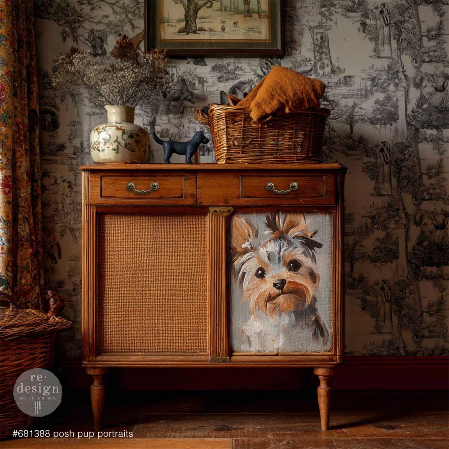 A3 Decoupage Fiber Paper – Posh Pup Portraits – 1 Sheet, 11.7″ x 16.5″