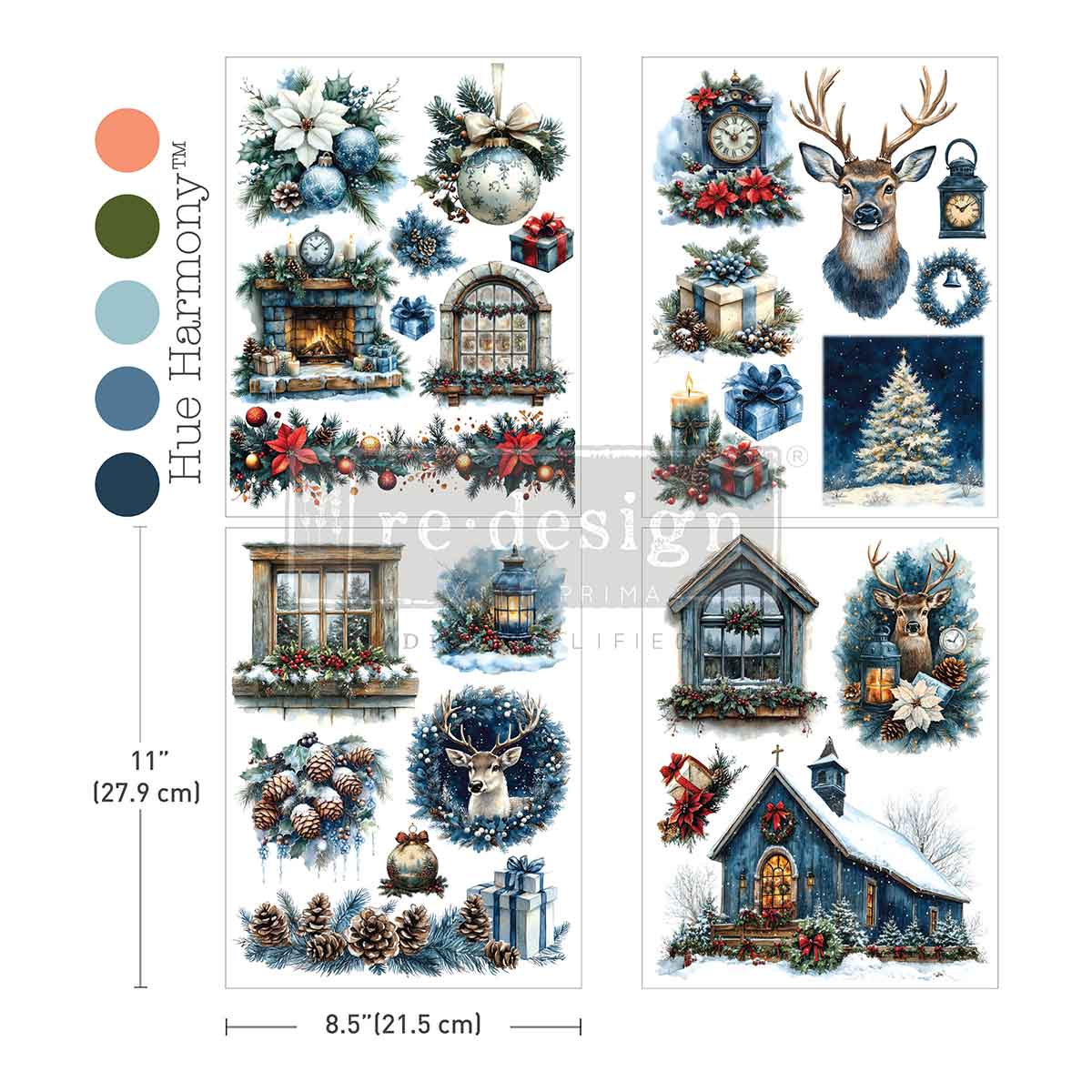 Middy Plus Transfers® – Quiet Country Blue – 3 Sheets + 1 Bonus Sheet, 8.5″ x 11″