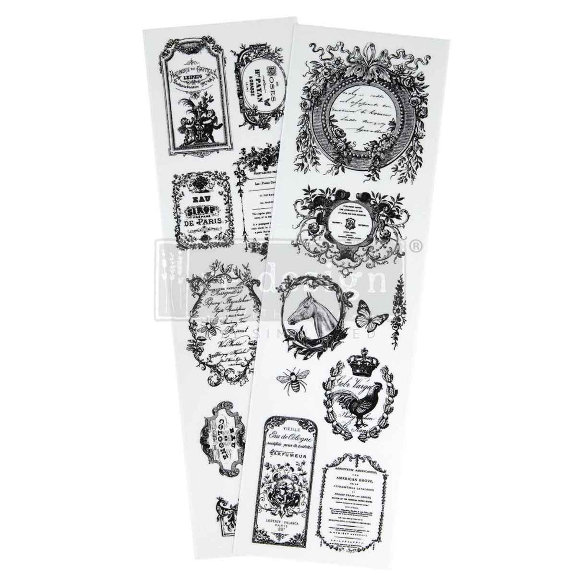 Romance En Fleur Luxe transfer set with vintage French label artwork