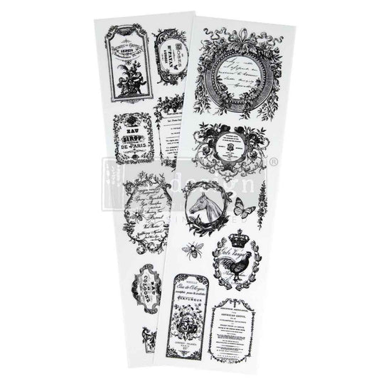 Romance En Fleur Luxe transfer set with vintage French label artwork