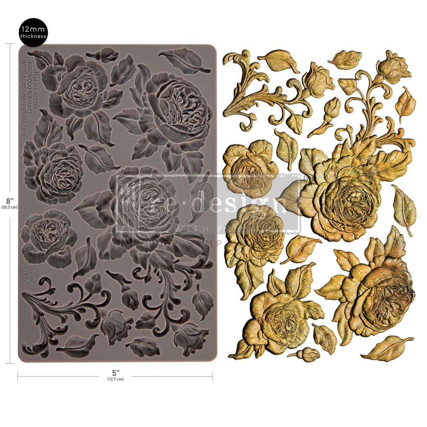 Vintage-style rose castings from the Rosewood Romance Decor Mould for furniture makeovers, boxes, trays, and frames.