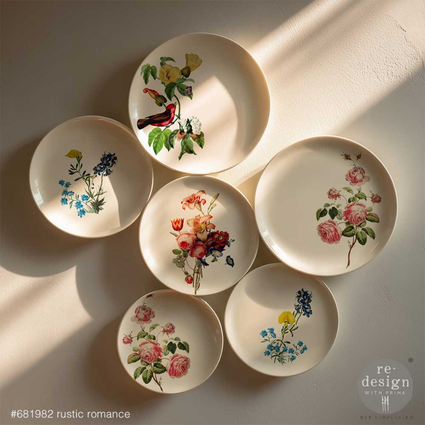 Vintage botanical water slide transfer Rustic Romance design