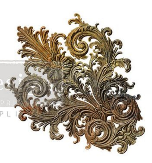Salon De La Belle Epoque Decor Mould featuring an ornate baroque scroll design with acanthus leaves and curled flourish details.