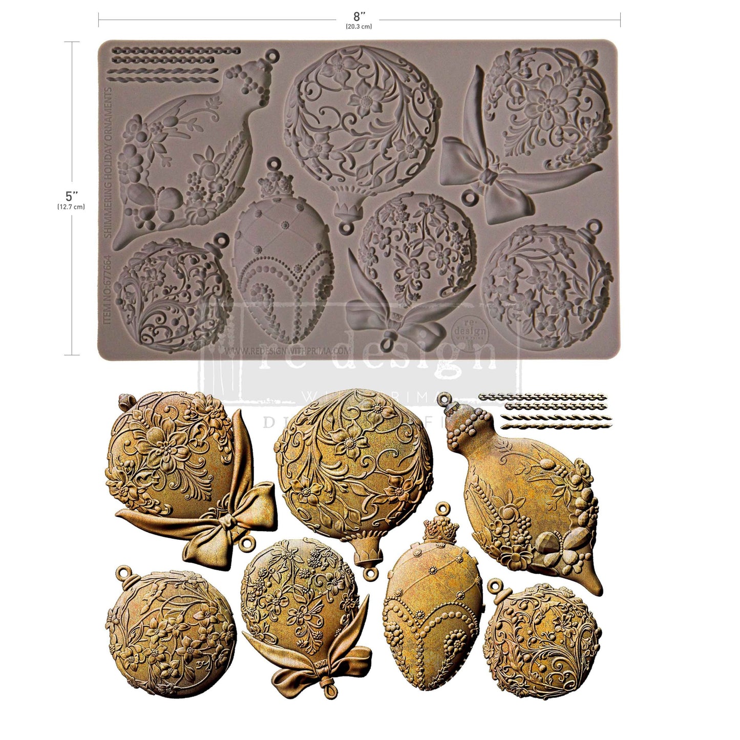 Shimmering Holiday Ornaments – Christmas Silicone Mould ~ 1 pc, 5″x8″x8mm