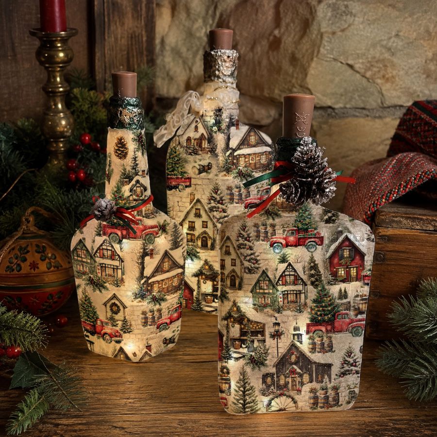A3 Decoupage Fiber Pack – Snowy Village Charm – 2 Sheets, 11.7″ x 16.5″