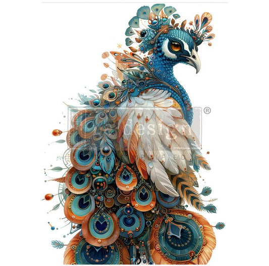 Steamwing Majesty Peacock A1 Decoupage Fiber - Redesign Decor Tissue Paper ~ Decoupage Paper for Furniture 23.4" x 33.1″