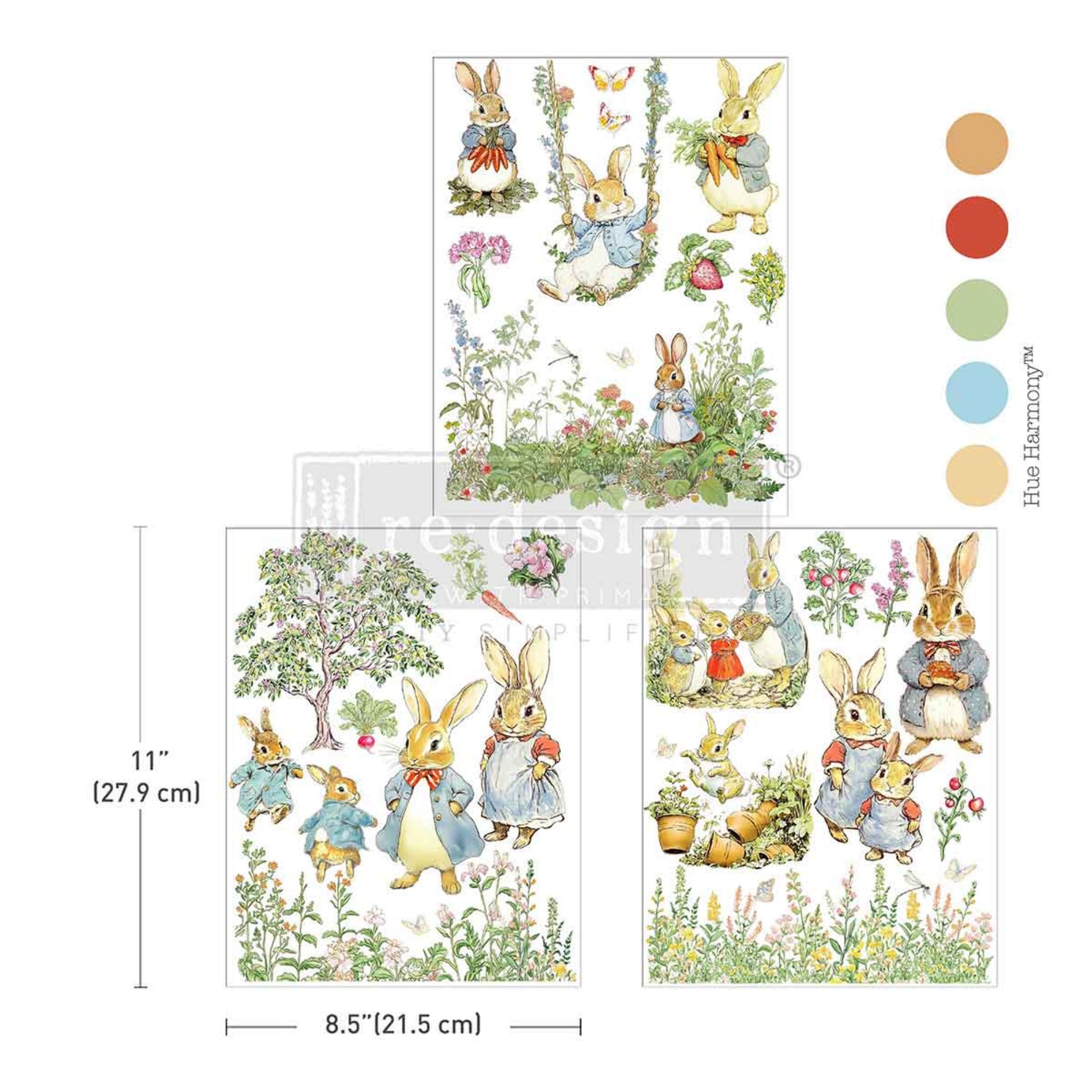The Cottontail Diaries Middy transfer set with bunny and floral storybook artwork