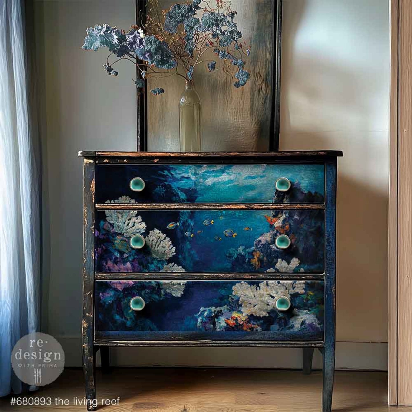 The Living Reef Decoupage Fiber Paper - Redesign Decor Tissue Paper for Decoupaging ~ Decoupage Paper for Furniture