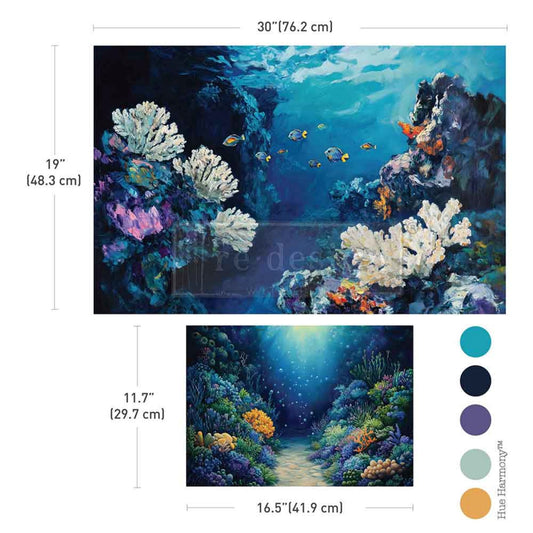 The Living Reef Decoupage Fiber Paper - Redesign Decor Tissue Paper for Decoupaging ~ Decoupage Paper for Furniture
