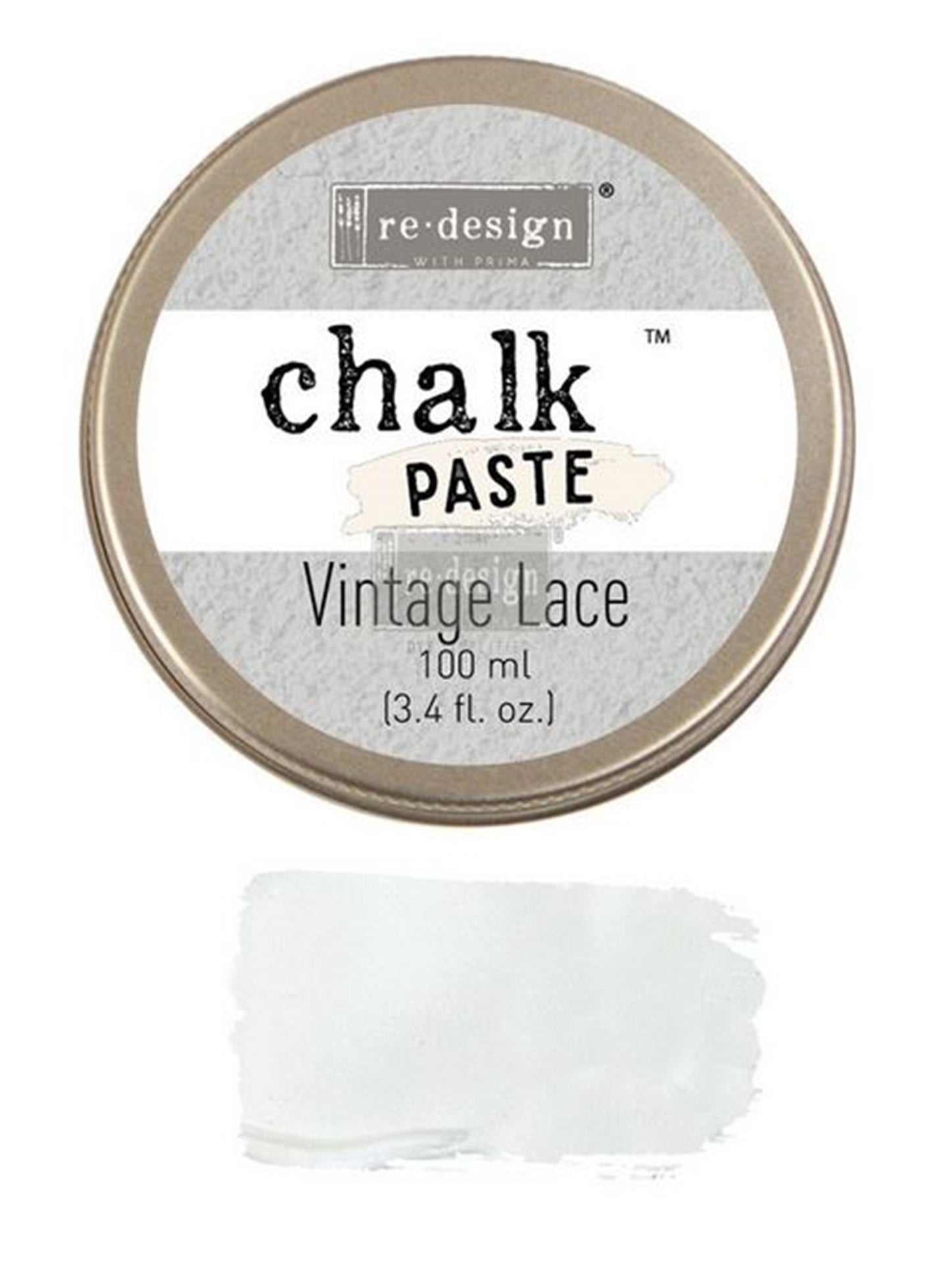 Redesign with Prima Chalk Paste in Vintage Lace, a soft warm off-white decorative paste for creating raised stencil texture on furniture, mixed media, signs, and DIY décor projects.