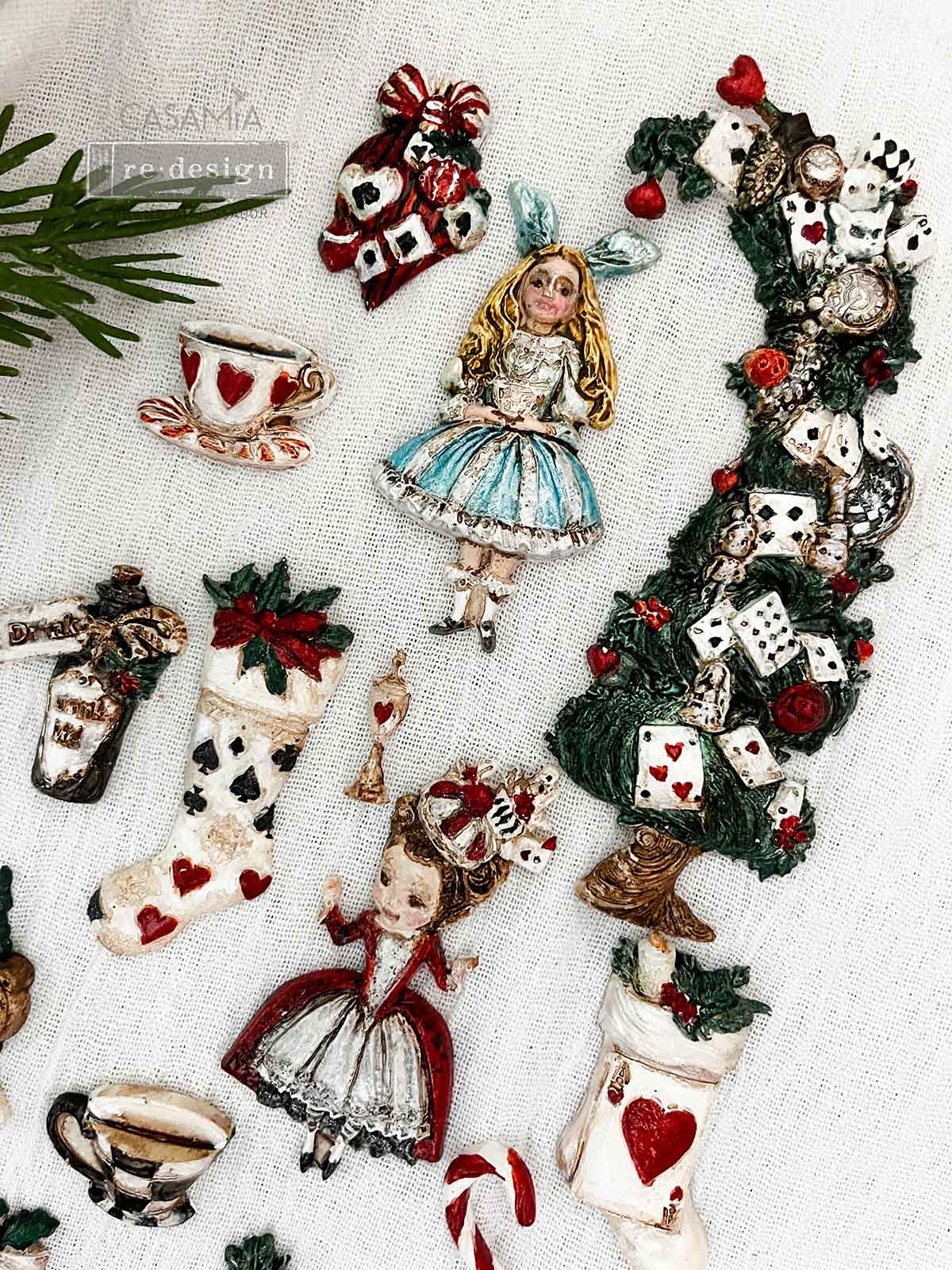 Whimsical Holiday Dreams – Christmas & Alice-Inspired Silicone Mould ~ 1 pc, 5″x8″x8mm
