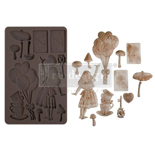 Lost In Wonderland Collection Mould – Whimsy Craft Chronicles – 8″x5″, 8mm thickness ~ Redesign Decor Moulds® Silicone Decor Mould - Furniture Decor Mould