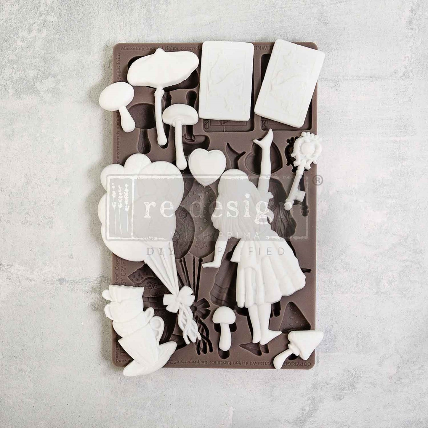 Lost In Wonderland Collection Mould – Whimsy Craft Chronicles – 8″x5″, 8mm thickness ~ Redesign Decor Moulds® Silicone Decor Mould - Furniture Decor Mould