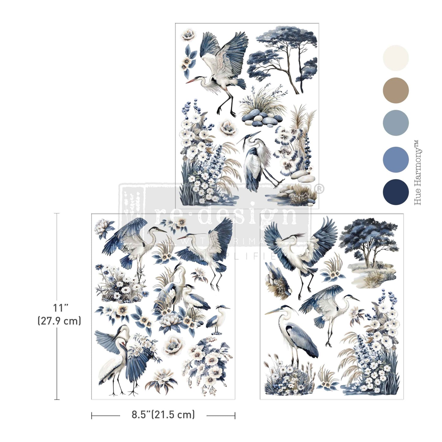 Whispers by the Marsh Middy Transfer with marsh birds, blue florals, grasses, and botanical accents