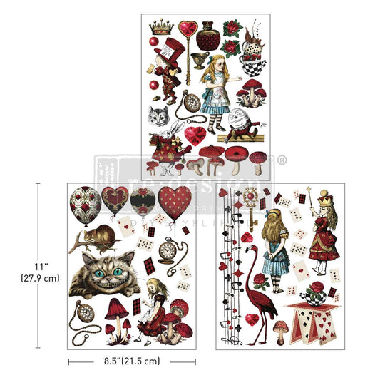 Wonderland Impressions Middy Decor Transfer - Floral & Antler Botanical Design for Furniture, DIY Crafts and home Decor Redesign with Prima
