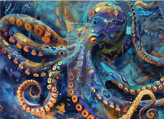 Octopus A1 Decoupage Fiber - Redesign Decor Tissue Paper ~ Arms of the Abyss 23.4" x 33.1″