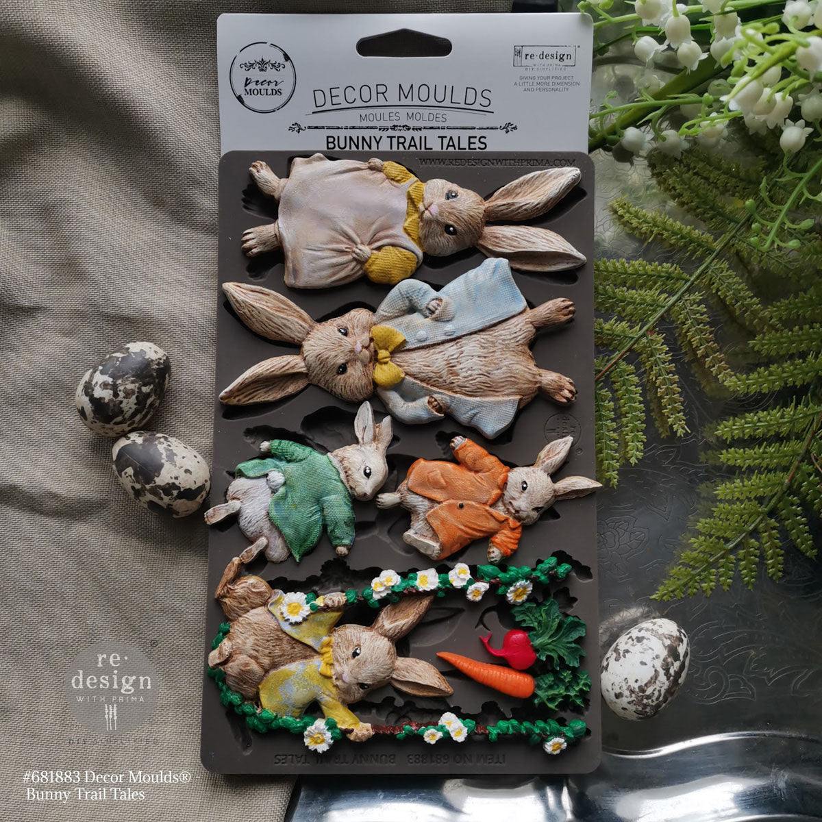 Decor Moulds Bunny Trail Tales silicone mold 5 x 8 inch by Redesign with Prima