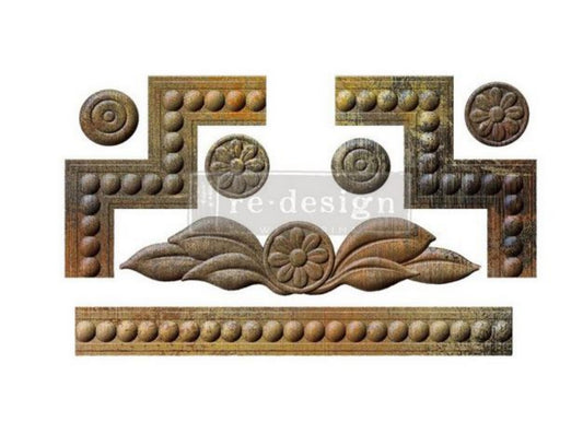 Swedish Posy Annie Sloan Decor Mould featuring floral medallions, leafy accents, beaded trim, and decorative corner pieces.