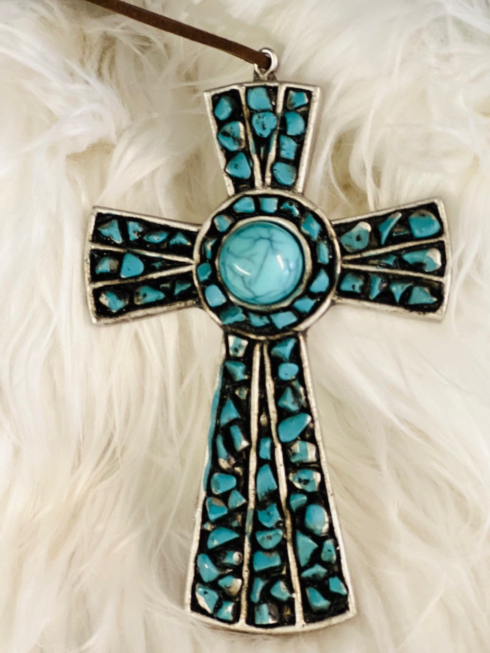 Cross and Turquoise Christmas Ornament